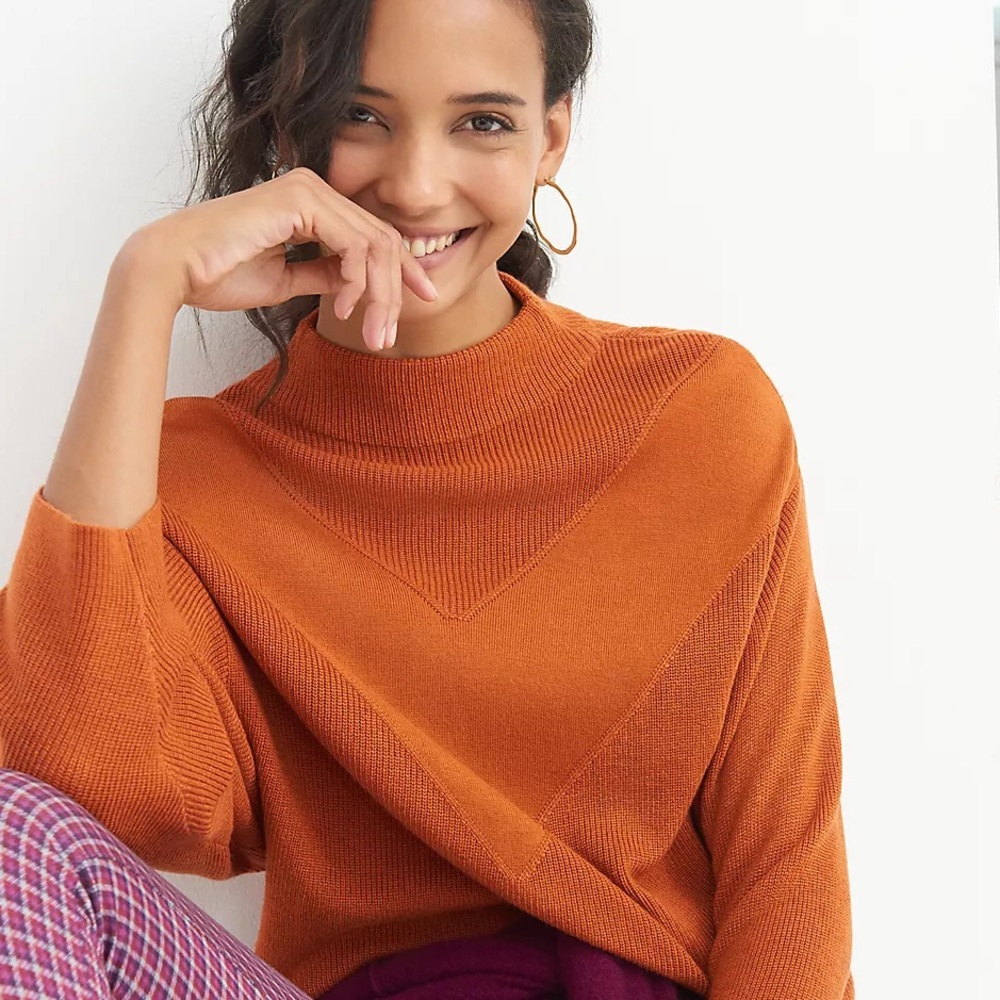 Orange Anthropologie chevron sweater size Large